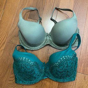 2 VS Body by Victoria Lined Demi Bras 34DD